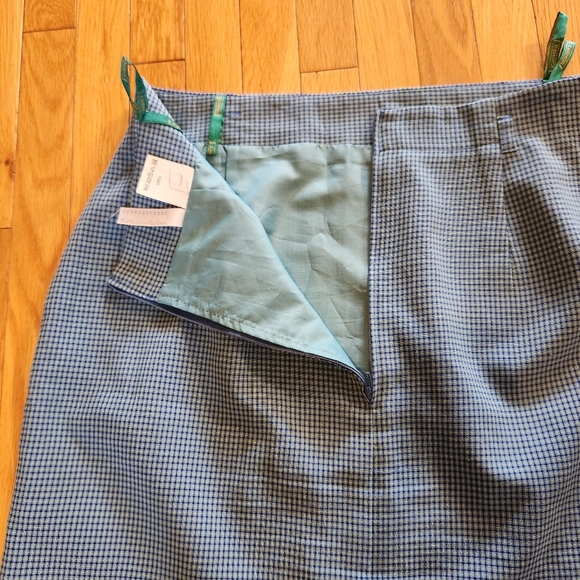 Canda C&A blue yellow check plaid high rise knee length skirt 16 - Picture 10 of 11